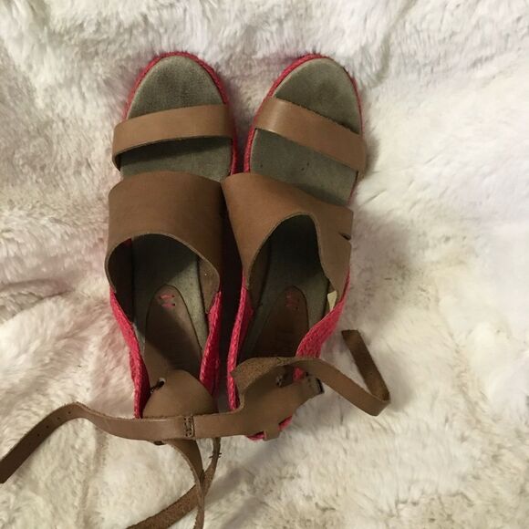 Rare Diesel Alma Leather Open Toe Wedge Espadrille Straps Sandal Brown Red 7.5 - Picture 5 of 8